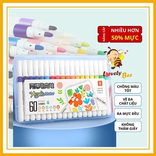 Bút Màu Acrylic Marker TĂNG 50% MỰC Vẽ Trên Mọi Chất Liệu Có Thể Vẽ Chồng Màu 12/24/36/48/60m Cao Cấp Màu Sắc Tươi Sáng