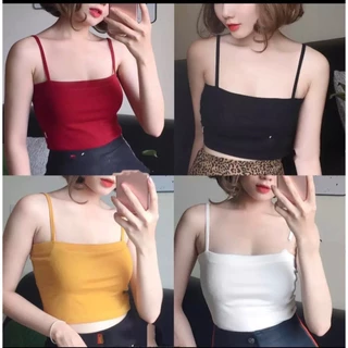 ÁO THUN 2 DÂY SỢI BÚN,Áo Hai Dây Croptop Busy 2 Lớp Thun Dẻo Không Viền Co giãn Ôm Sát HDC