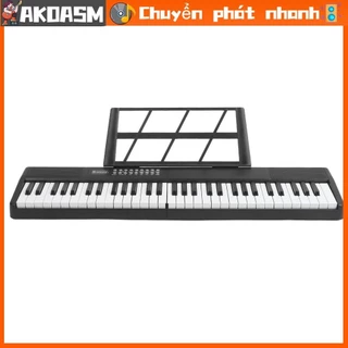 AKOASM Bộ Bàn Phím Điện 61 Đa Năng BT Piano Gấp Sạc US Cắm 110V‑240V