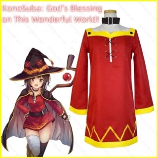 Bx KonoSuba Thần Phước Lành Trên Thế Giới Tuyệt Vời Megumin Đầm Mũ Áo Khoác cosplay Vải Trang Phục Tiệc Halloween