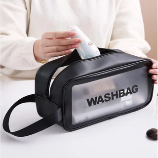 Túi mỹ phẩm di động trong suốt WASHBAG chống nước, có dây đeo cầm tay chắc chắn