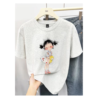 2024 Mới 100% Cotton Unisex Áo Thun Nữ Tay Ngắn Rời Plus Size 5XL Nữ Tee Baggy Nam Nữ Baggy Cổ Tròn Áo