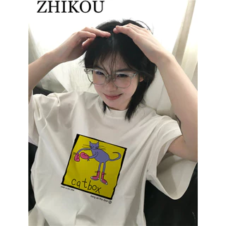 ZHIKOU áo phông áo thun nữ croptop baby tee INS Hàn Phong Korean thời trang WTX2451B3T 21Z240522