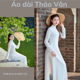 ( TAY DÀI )- Áo Dài Trắng Học Sinh Đi Học Truyền Thống May Sẵn Lụa Mỹ Đẹp Cổ Vuông Cho Nữ Sinh Kem Women