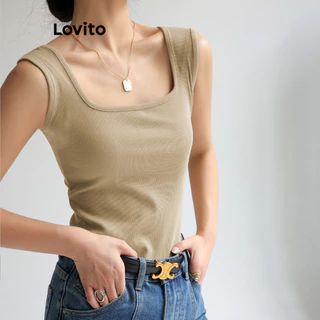 Lovito Áo ba lỗ cơ bản trơn đơn giản dành cho nữ LNL56078