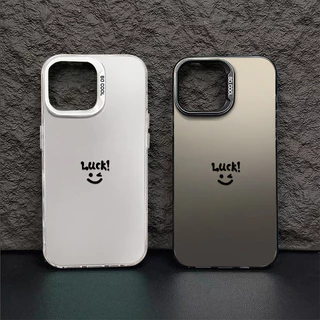 Ốp lưng cứng silicon mặt cười LUCK Tương thích cho Iphone 12 14 15 13 11plus Pro Max X XS XR XSMAX Bảo vệ Camera 7 8 SE (2020) Vỏ bọc toàn diện chống sốc