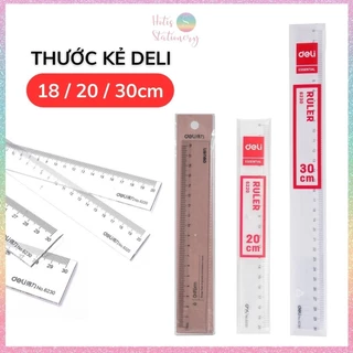 [HOTIS] Thước kẻ trong suốt Deli 18/ 20/ 30cm chất liệu PS bền chống trầy xước cho học sinh nvvp