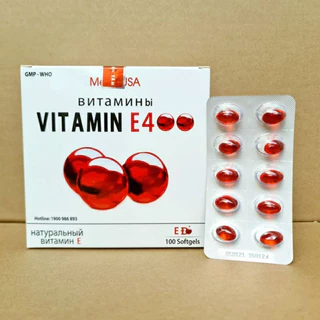 Viên uống sáng da VITAMIN E ĐỎ _ Vitamin E400 _ Vitamin E 400iu _ Vitamin E 400 Hộp 100 viên giúp làm sáng da;mịn da