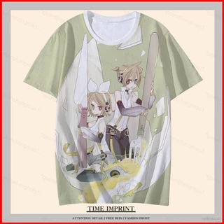 Anime Vocaloid Kagamine Rin Len Áo Unisex Tee Cosplay Áo Sơ Mi Tay Ngắn Hàng Đầu Thường Ngày Plus Kích Thước