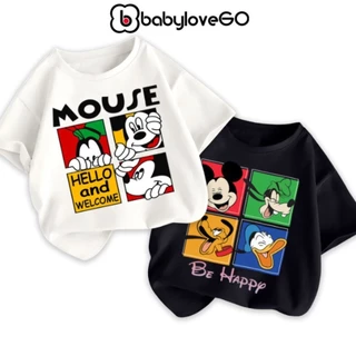 BST Áo Disney Áo bé trai BabyloveGO 2024 áo phông cho bé chất cotton mềm mịn thoáng mát in hình vui nhộn