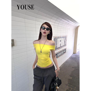 YOUSE áo phông áo thun nữ croptop baby tee Casual Popular Korean Hàn Phong WTX2451X01 23Z240603