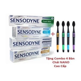 COMBO 6 TUÝP KEM ĐÁNH RĂNG SENSODYNE LÀM TRẮNG RĂNG CHỐNG Ê BUỐT TẶNG 4 BÀN CHẢI