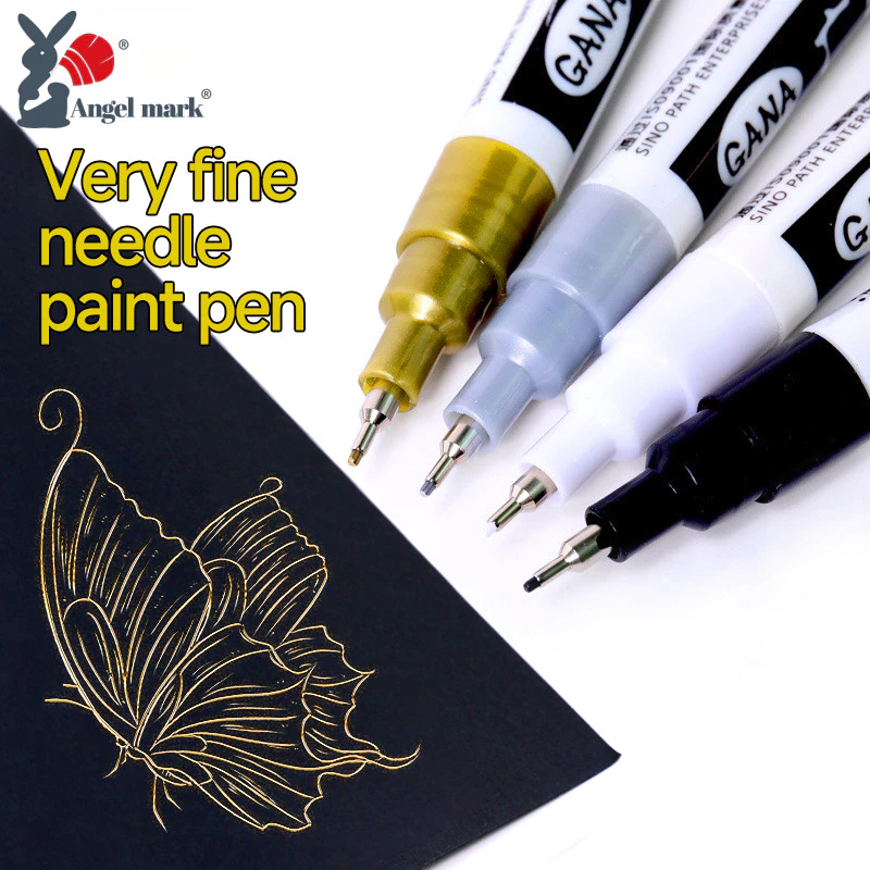 Bút đánh dấu sơn AngleMark DIY Sơn phản quang Bút kim loại Vàng vĩnh viễn Bút đánh dấu BẠC Touch Up, Tranh mô hình trường học 1 / 2 chiếc Guangna
