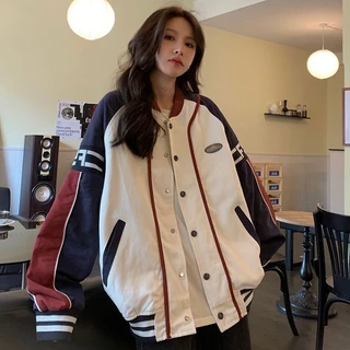 Áo Khoác Mùa Xuân Và Mùa Thu Trang Phục Bóng Chày Nam Áo Khoác Jacket Cặp Đôi Phối Màu Thể Thao Học Sinh Trung Học Sành 