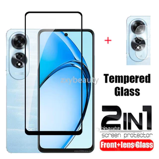 Oppo A60 2024 Bảo Vệ Màn Hình 2in1 Full Cover Kính Cường Lực Cho OPPOA60 A 60 4G 5G Ống Kính Máy Ảnh Phim Kính Bảo Vệ Điện Thoại