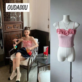 OUDAIXIU Áo 2 dây áo ba lỗ Thời trang hàn quốc trendy nhí nhảnh Fashion độc đáo WBX244155C 19Z240506