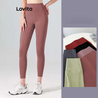 Lovito Quần legging thể thao cơ bản trơn thể thao cho nữ LNE59084