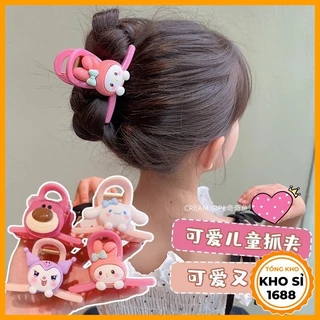 Kẹp tóc đính charm Kuromi Lotso thỏ cho bé, kẹp tóc càng cua thỏ Melody hoạt hình, kẹp gấu dâu E1911