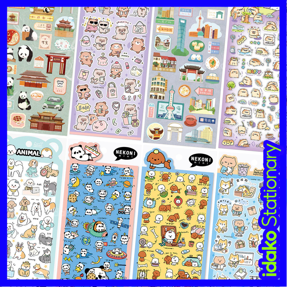 Idako Nhật Bản Nekoni City Animal Sổ tay dễ thương Nhãn dán thẻ Goo Nekoni