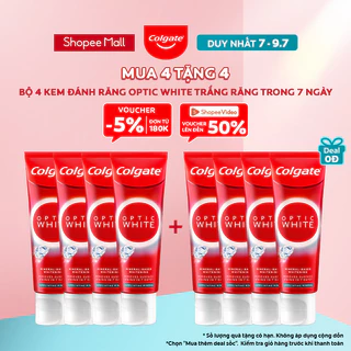 Bộ 4 Kem Đánh Răng Colgate trắng răng Optic White trắng trong 7 ngày từ tinh thể khoáng trắng 100g/tuýp