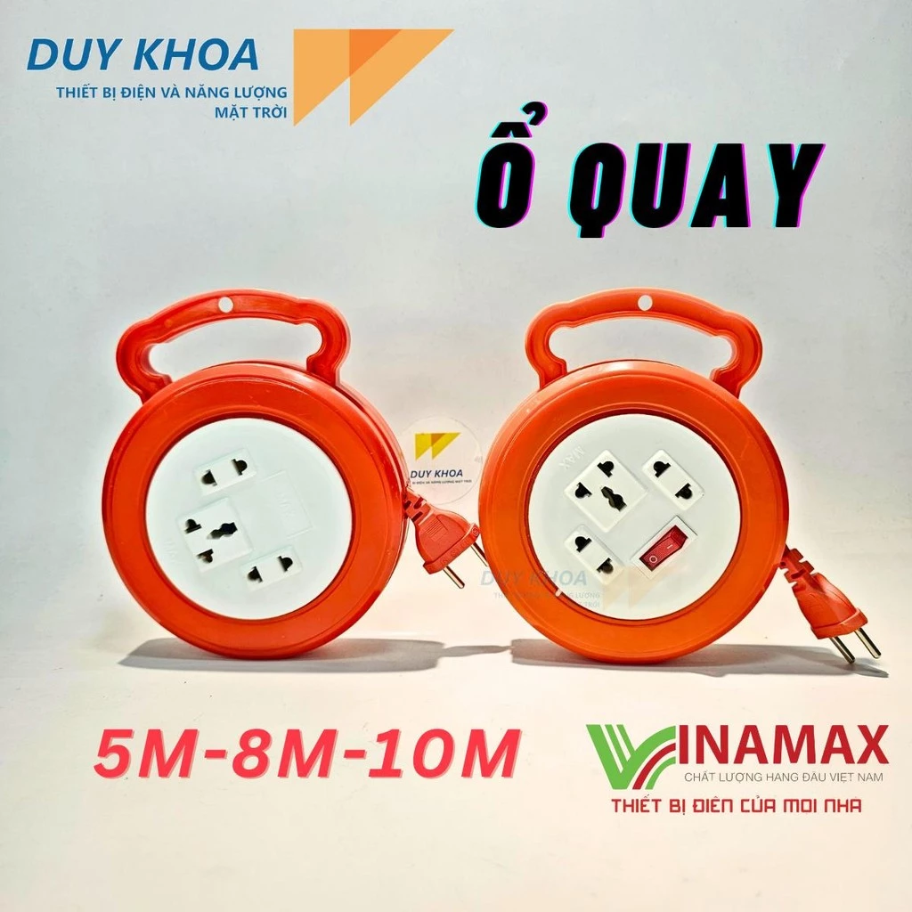 Ổ cắm điện tròn xoay tay tiện lợi QS Vinamax dây dài 10m - 8m - 5m