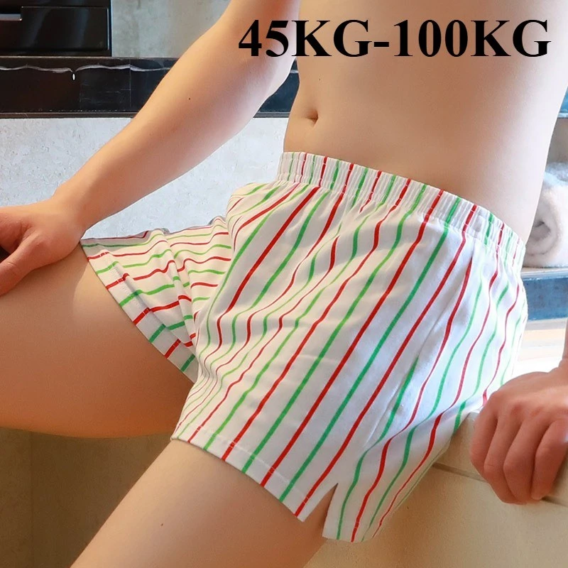 Quần short boxer đơn giản sọc cotton thoáng khí cho nam