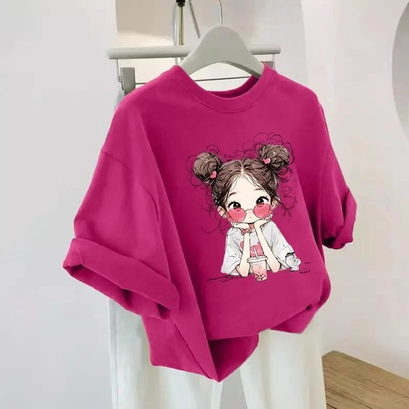 Áo thun nam nữ HINH CO GAI TRUNG HOA, tay lỡ form rộng in hình đa dạng, áo thun unisex, thời trang hot mùa hè Cổ Tròn