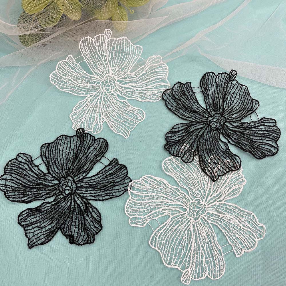 5 Miếng Dán Thêu Ren Hoa Trắng Cho Quần Áo Handmade Tự Làm May Trên Táo Sửa Chữa