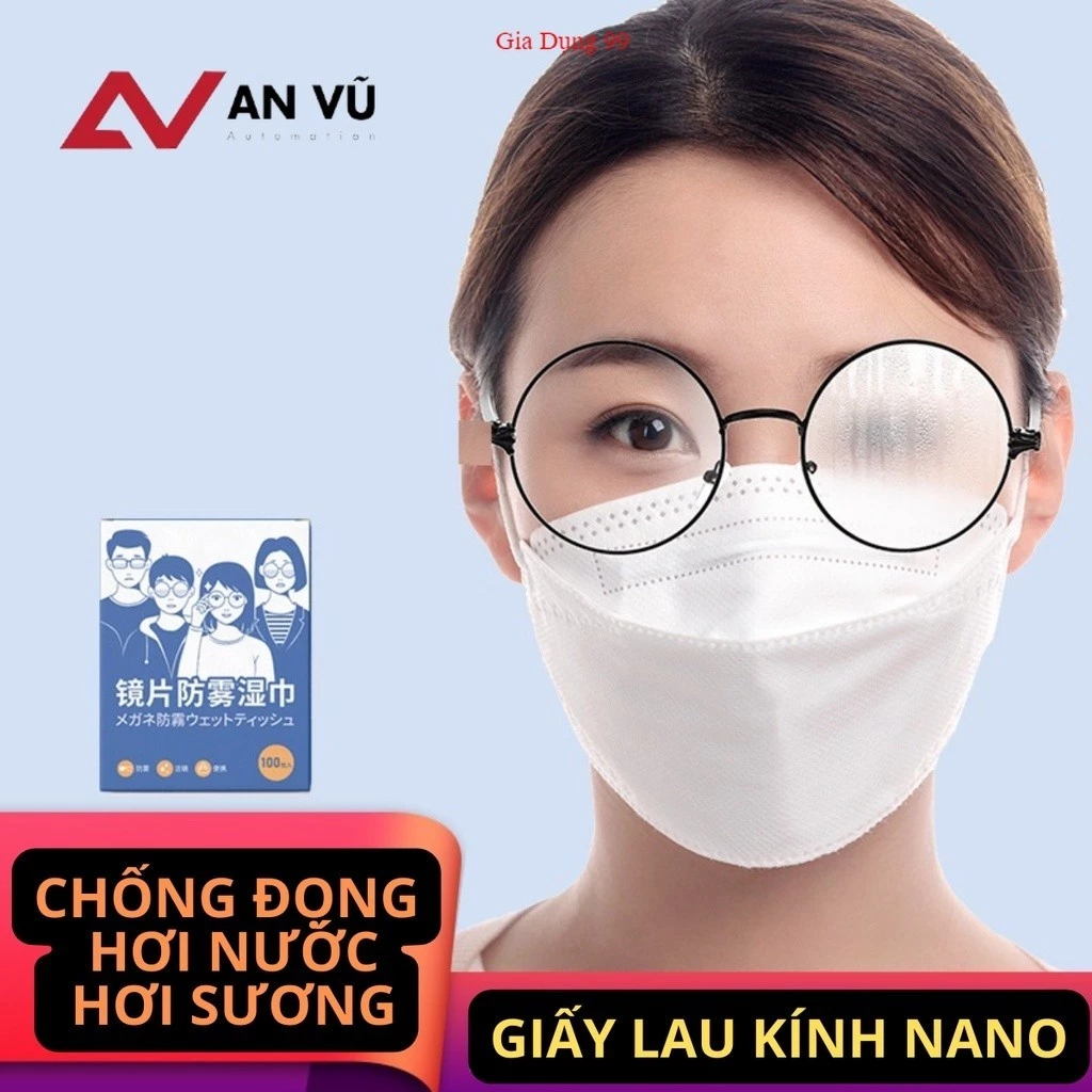 Khăn lau kính Nano hộp 100 miếng khăn giấy chống bám hơi nước, giấy lau kính chống mờ sương, mồ hôi, chống nhờn