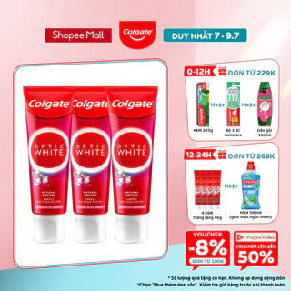 Bộ 3 Kem Đánh Răng Colgate trắng răng Optic White hương đào từ enzyme tự nhiên 80g