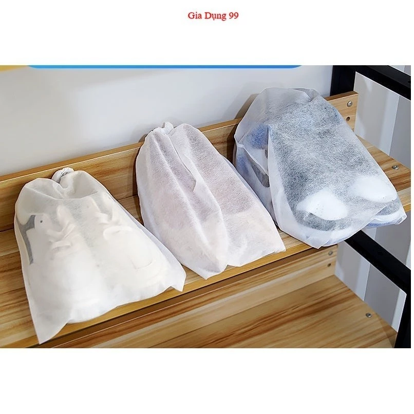 COMBO 10 TÚI ĐỰNG GIÀY DÉP, QUẦN ÁO MÀU TRẮNG CÓ DÂY RÚT, SIZE TO
