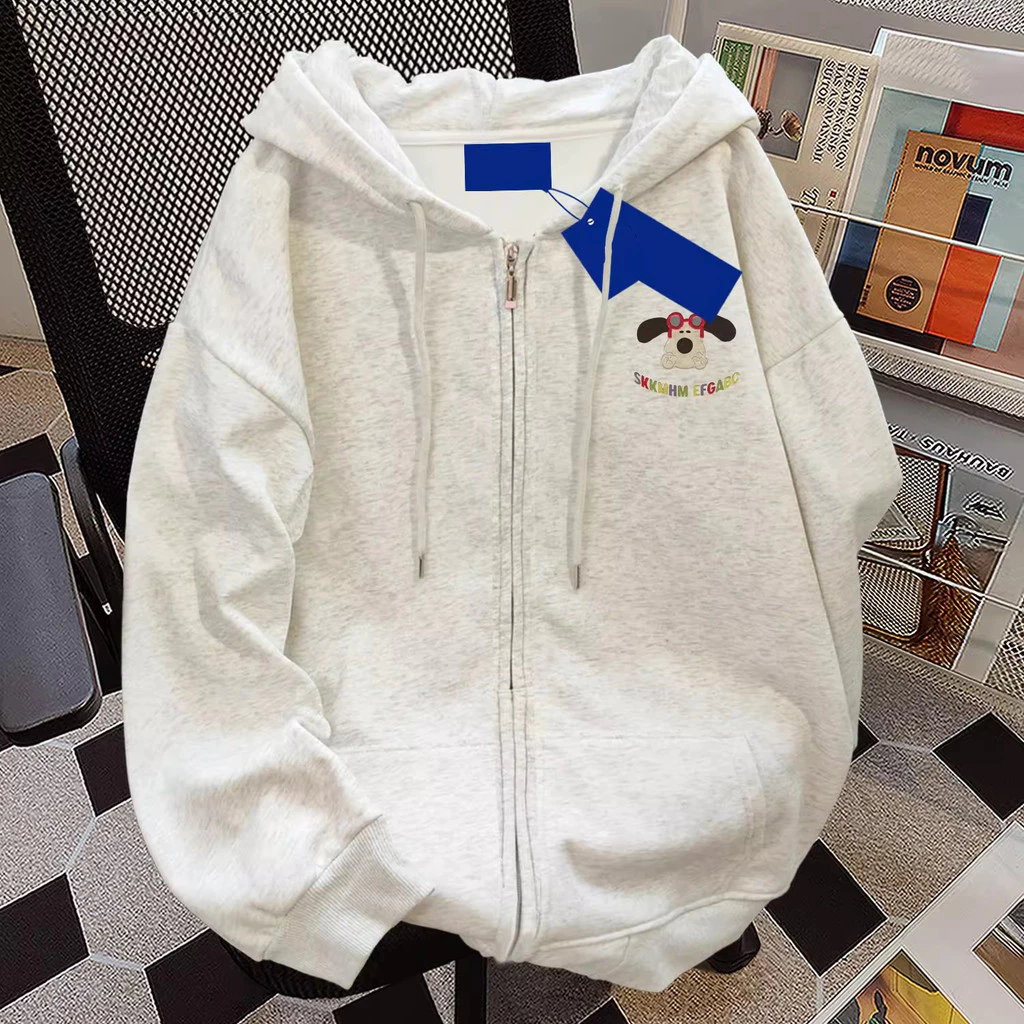 Áo khoác hoodie zip nữ xám tiêu thu đông dễ thương local brand Salmo áo tay dài