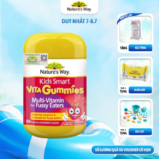 Date T1.2025 Kẹo Dẻo Vi Chất Cho Bé Nature's Way Kids Smart Vita Gummies Multi Vitamin Fussy Eaters Kích Thích Ăn Ngon