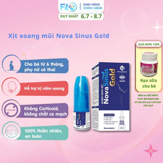 Xịt Nova Sinus Gold Fito Junior Giúp Hỗ Trợ Trị Viêm Xoang, Giúp Mũi Thông Thoáng, Dễ Thở, An Toàn Cho Bé, Lọ 20ml