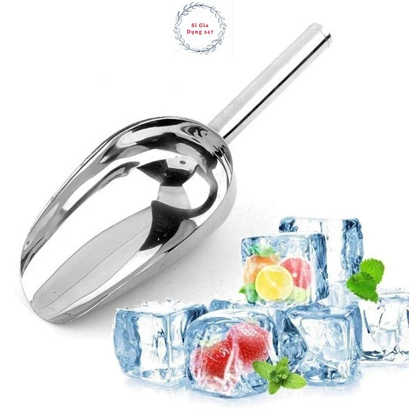 Muỗng xẻng INOX Xúc Đá Viên, xúc gạo, thực phẩm tiện lợi dài 22cm