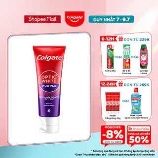 Kem Đánh Răng Colgate trắng răng Optic White Purple 100g công nghệ sắc tím, trung hòa ố vàng tức thì