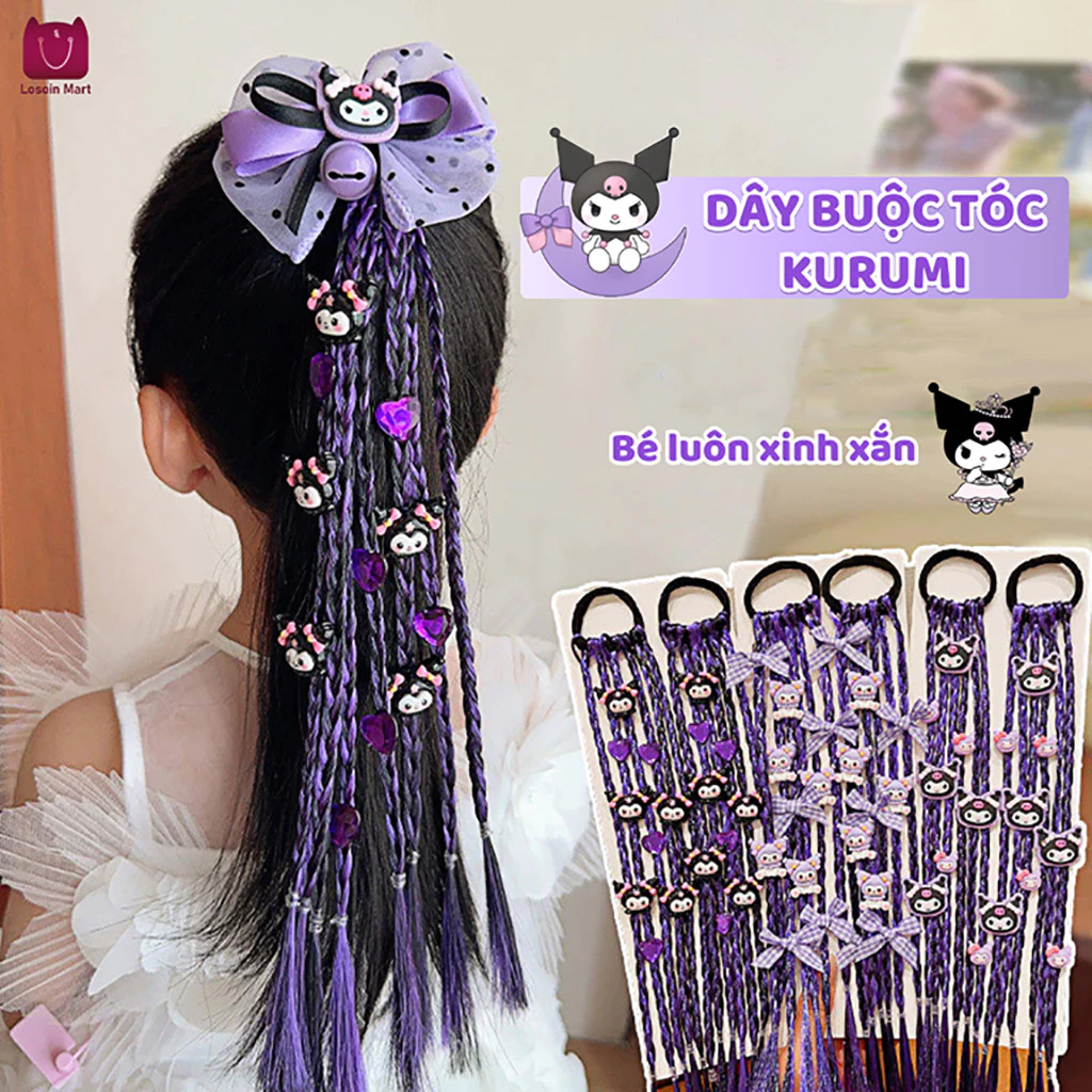 Nơ tóc giả hoạt hình dễ thương Kuromi, Melody, Cinamoroll, dây buộc tóc giả, quà tặng cho bé gái