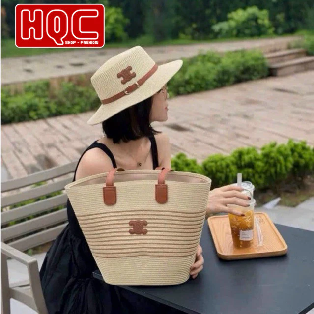 (Hàng đẹp)Set túi nón chữ đi biển form đẹp hot trend 2024 HQC-043