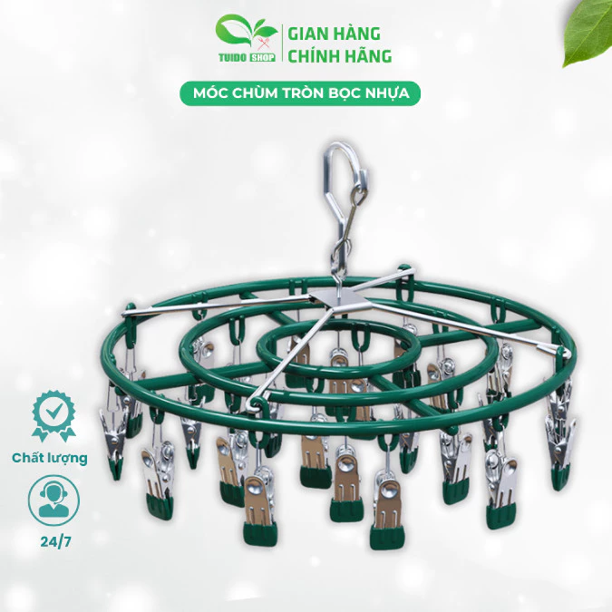Móc Chùm Treo Đồ Đa Năng 24 Kẹp Chắc Chắn, móc chùm treo đồ em bé, khăn tay, tất vớ  TUIDO SHOP