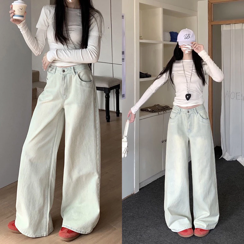 Quần Jean Xuông mài bạc , quần jeans xuông bạc hà hottrend