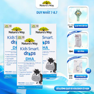 Combo 3 Siro Uống Kids Smart Drops DHA NATURE'S WAY Hỗ Trợ Phát Triển Toàn Diện Cho Não Bộ Của Trẻ 20ml/hộp