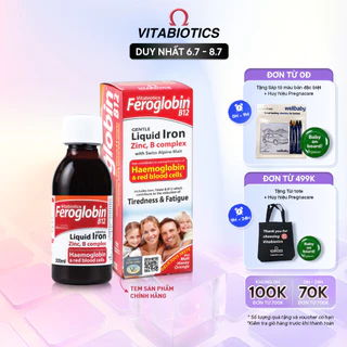 Siro Bổ Máu Vitabiotics FEROGLOBIN B12 Cung Cấp Sắt Hỗ Trợ Tăng Khả Năng Tạo Máu, Nâng Cao Sức Đề Kháng 200ml