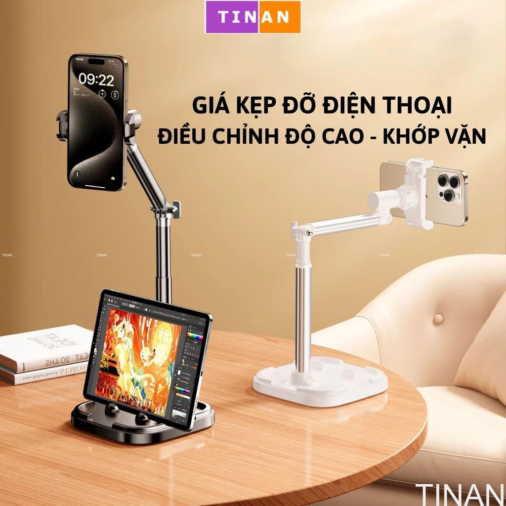 Giá Đỡ Điện Thoại TINAN B20, Xoay 360° Bằng Hợp Kim Nhôm, Dùng Quay Video, Livestream