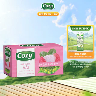 Trà Hương Vải Cozy Túi Lọc (50gr - 25túi) Hương Vị Ngọt Dịu, Thư Giãn Tinh Thần, Chiết Xuất Lá Trà Tươi