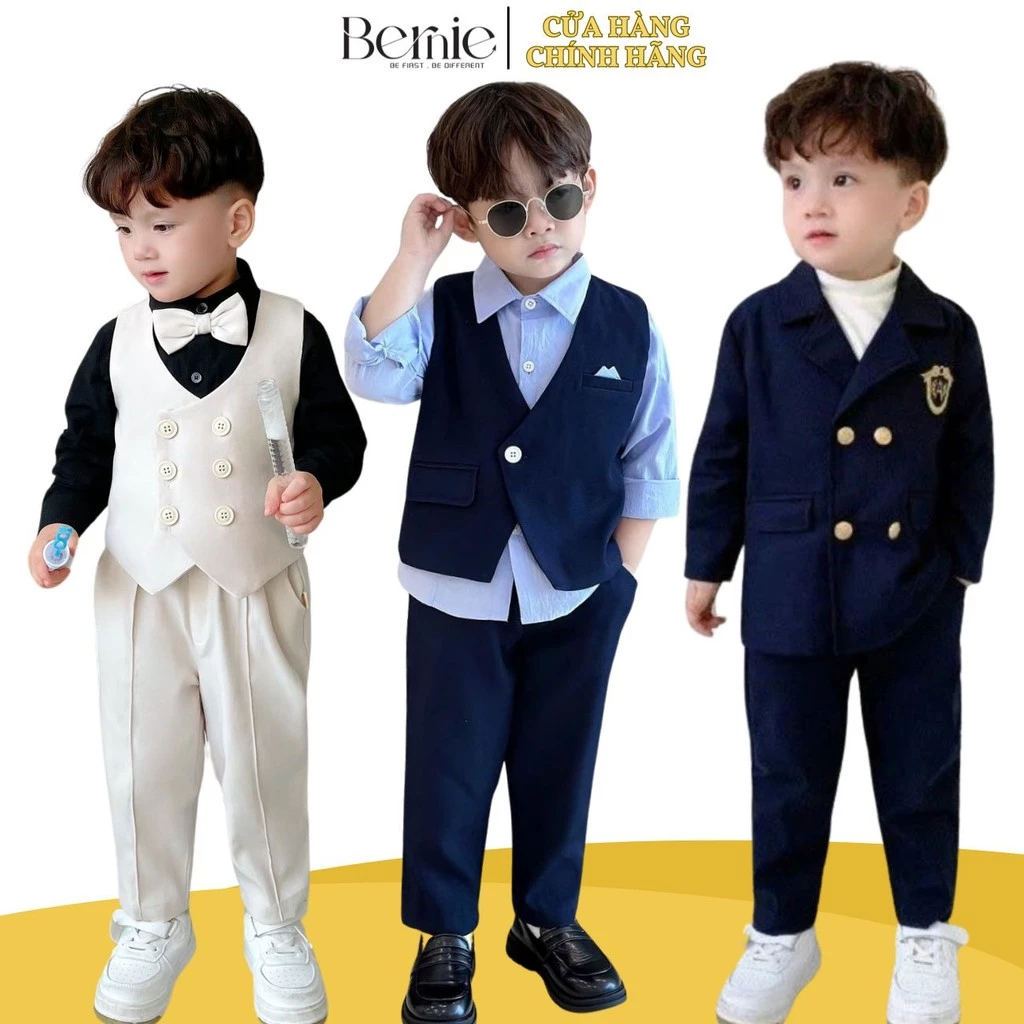 Đồ vest dài tay cho bé trai mặc sinh nhật đi tiệc lịch lãm sang trọng 1 đến 7 tuổi BERNIE tổng hợp