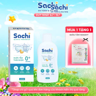 Nước Tắm Thảo Dược An Toàn Cho Bé SACHI Chai 250ml Làm Sạch Nhẹ Nhàng Diu Mát Da, Ngăn Ngừa Mảng Bám Da Đầu