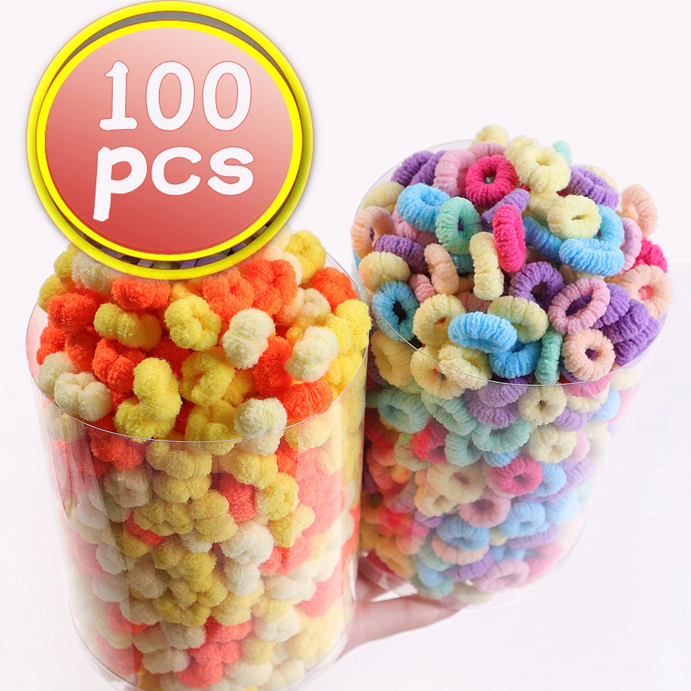 20 / 50 / 100 Chiếc Trẻ Em Màu Lưới Sóng Co Giãn Tóc Bé Gái Scrunchie Dây Cao Su Kid Ngọt Ngào Phụ Kiện Tóc Dễ Thương