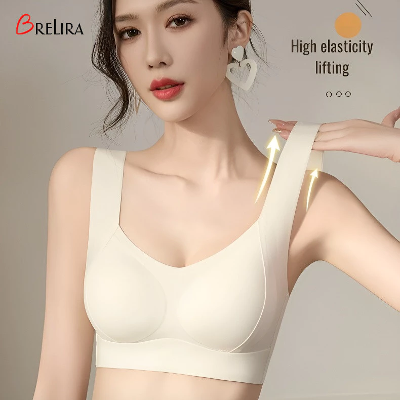 『 Brelira 』 Áo ngực thể thao Áo ngực không dây chống chảy xệ liền mạch Cốc cố định Tấm lót không thể tháo rời siêu mỏng thoáng khí Áo ba lỗ dành cho nữ