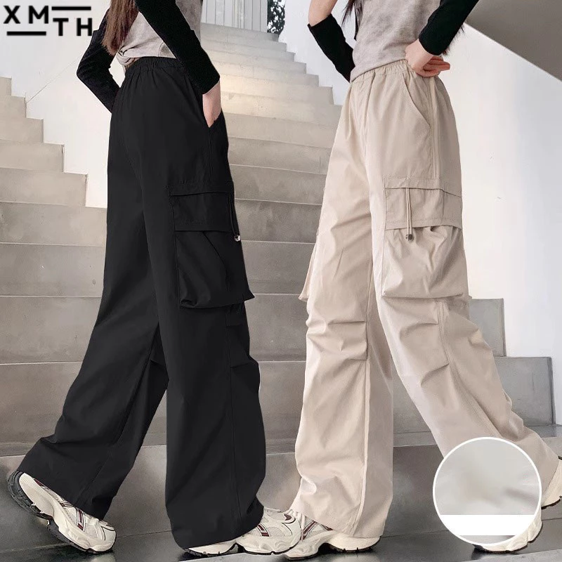 Quần kaki túi hộp nữ 18-52kg Quần ống suông rộng cạp chun lưng cao, quần dài kaki đi học, đi chơi cho bé gái 6-14 tuổi