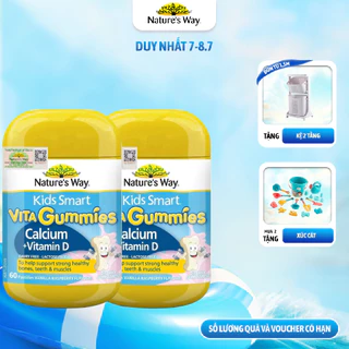 Combo 2 Hộp Kẹo Dẻo Vi Chất Canxi Cho Bé Nature's Way Kids Smart Vita Gummies Calcium + Vitamin D 60 Viên/hộp